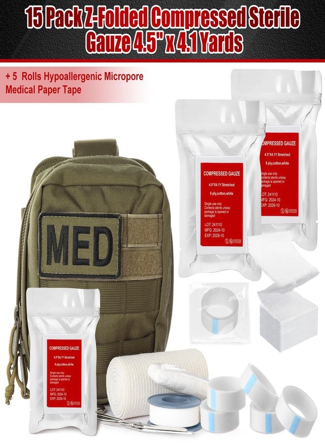 Threlaco 10 Pcs Z-Folded Compressed Sterile Gauze 4.5" x 4.1 Yards Combat Gauze Trauma Pad 6-ply 100% Cotton for Emergency Wound Dressing, First Aid Ifak Supplies Trauma Kit - Image 2